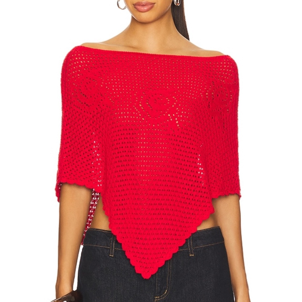 Frankie's Bikinis Red Knit Poncho